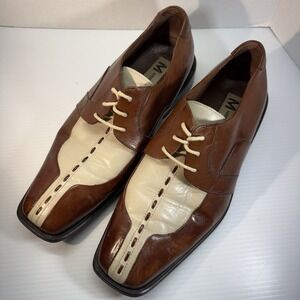 Marco Vicci Bronco Leather Dress Shoes Brown & Off White Men's Sz 11 M Vintage